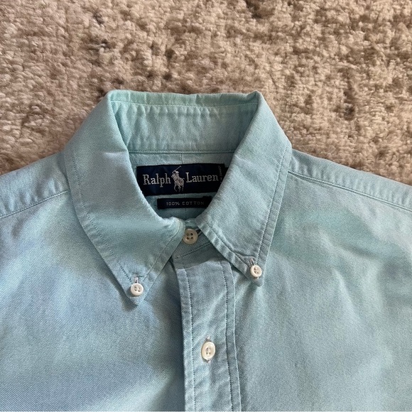 Vintage Ralph Lauren Blue Long Sleeve Button Down Shirt mens size med (15.5/35) - Picture 5 of 9